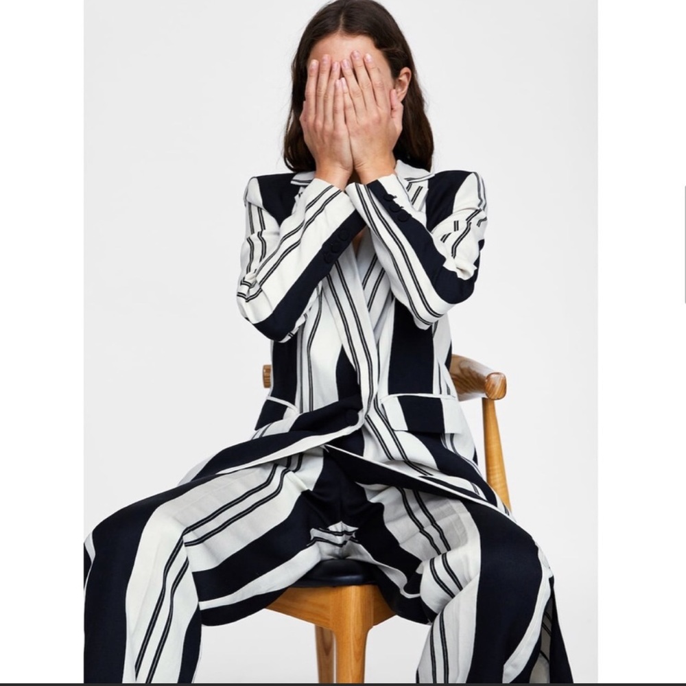 Zara Long Striped Coat - Picture 16 of 16